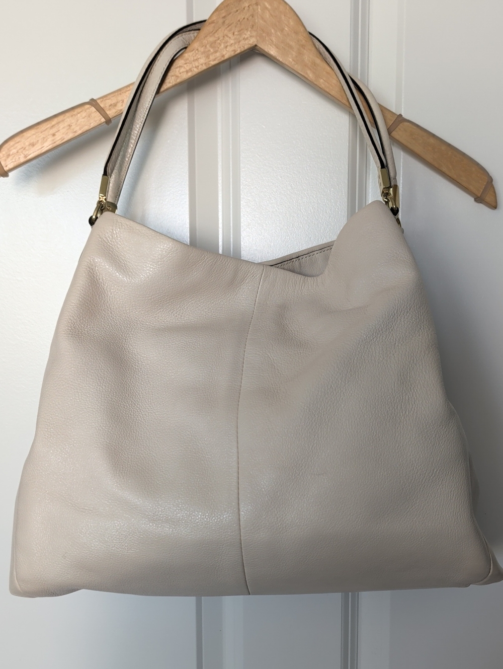 Coach Cream Pebbled Leather Shoulder Hobo